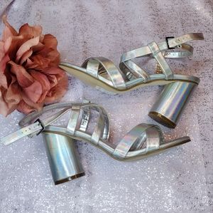 Iridescent chunky heels